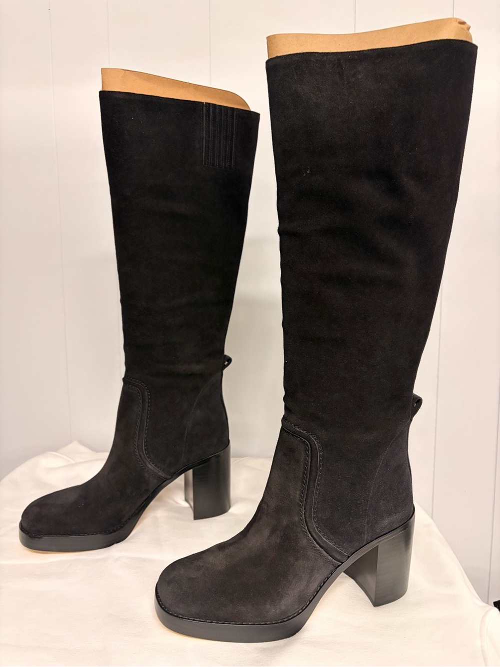 Michael Kors Black Suede Block Heel Boots